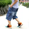 ABOORUN Mens Plus Size Loose Baggy Denim Shorts Fashion Streetwear Hip Hop Skateboard Cargo Jeans Short for Male R1402 240402