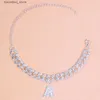 Cavalchi Miami Punk A-Z Letter Anklets for Women Men Crystal Chunky Nuovo Alphabet Cuban Link Anklet Gioielli ghiacciati L46