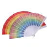 Arts And Crafts Rainbow Fan Plastic Printing Colorf Home Festival Decoration Craft Stage Performance Dance Fans Drop Delivery Garden Dh435