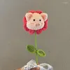 Dekorativa blommor gris virkning blommor söt konstgjord kawaii hand stickad bukett hemlagad dekor diy bröllop julklappar