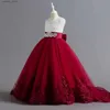 Mädchenkleider Teen Hochzeitsparty Trompete / Meerjungfrau Lange Kleider für Mädchen rot Weihnachtsfürchtige Abendkleid Festzug Cerony Childrens Kleid L240402