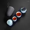 Tasses en céramique Taure Kettle Gaiwan Tentures de thé un pot et deux tasses de thé de voyage portables avec sac