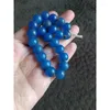 Strand Noble Blue Agate Flat Round Bead En sträng med pärlarmband