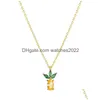 Pendant Necklaces Fruit Choker Necklace Cubic Zirconia Cz Lemon Cherry Orange Apple Bling Women Fashion 18K Gold Plated Luxury Iced Ou Dhgwa