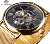 Forsining Classic Black Golden Skelet Clock Mesh Band Design Waterdichte Men039S Mechanische horloges Topmerk Luxe Montre HO2437006