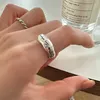 925 verzilverde ring voor vrouwen Japan en Zuid -Korea eenvoudige brede brief met gelaagde gepersonaliseerde Instagram -stijl uniek high -end ontwerp