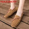 Casual Shoes Summer Men's Loafers Suede Leather Sandals Soft Plat Slip-On Hollow Out Bortable Tassel Driving Footwear Man