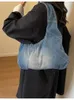 Hobo kvinnors denimsäckar underarmspåse retro design vintage axel blå jeans handväska mode trendiga hobos