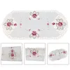 Table Mats Durable Practical Tablecloth Small Cover Lace Oval Reusable Satin Fabric Runners Washable White