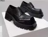 Casual skor fyrkantiga tå svarta läderlägenheter för män höjd ökade loafers tjock sulplattform snörning noshörning