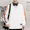Mens Hoodies Spring Autumn Solid Round Neck Rand Patchwork Long Sleeve Sports Leisure Fashion Vintage Tops