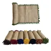 Bord Mattor Dekorativ jute löpare Holiday Christmas Style Linen Woven Handduk Matduk