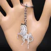 Keychains Lucky Horse Keychain voor vrouwelijke mannen roestvrij staal zilveren kleur dier sleutelhanger houder tas auto accessoires sieraden geschenken K3224S08