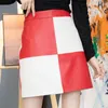 تنورات جلدية أصلية مصممة من جلد الغنم A-line Wrap Office Office Office Lady High Weist Short Skirt S-4XL