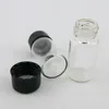 Förvaringsflaskor 100 x 3 ml Klar tom mini glasflaska med plastlock 1/10oz injektionsflaskor 3cc skruvhalsprov svart mössa