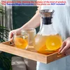 Teaware Sets 5 In 1 Tea Set - Clear Glass Pot Water Pitcher Juice Kettle Bottle With Stainless Steel Lid 4pcs Double Wall Mugs Cups