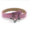 Belts Instagram Style Spicy Girl Millennium Pink Belt American Metal Buckle Five Pointed Star Volledige boor veelzijdig