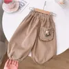 Trousers Girls Pants Long Trousers Cotton 2024 Sweet Spring Autumn Teenagers Babys Kids Pants OutdoorTeenagers Childrens Clothing L46