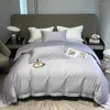 Set di biancheria da letto chic semplice ricamo luna ricamo coperta piumino con chiusura cerniera di lusso set di cotone egiziano set da letto morbido fogli cuscinetto