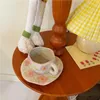 Kubki Vintage Girl's Heart uderza w filiżankę kawy i ceramikę talerzy