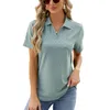 Dames t-shirts t-shirt losse top 2024 lente en zomers vaste kleur polo kraagzak korte mouw