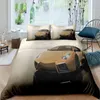 Conjunto de capa de edredom de carro esportivo Luxo de alta qualidade de alta qualidade de cama impressa em 3D 2/3pcs rainha dupla rei bedes adultos meninos têxteis home 240401