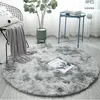 Tapis tapis en polyester rond gris pour chambres salon anti-glissement tapis doux et confortable