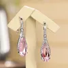 Boucles d'oreilles en peluche de luxe rose cz poire en forme de zircon drop pour femmes accessoires de fiançailles de mariage bijoux