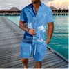 Tracce maschili da uomo hawaiano vacanza palma da pulsante pantaloncini estivi set spiaggia set da spiaggia hipster traccettaci