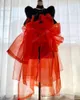 Abiti casual chic Flower Ruffle Flower fatti a mano Summer Coral Red Organza Short Prom Party Abito da pografia su misura.