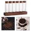 Garrafas de armazenamento Tubos de feijão de café Cabelo com testes de vidro de suporte de madeira para loja de cozinha de cozinha
