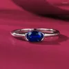 Anelli di cluster 2024 S925 Silver Simulato Diamond 4 6 RED BLU BLUIE BIHE Fashion Stile da donna semplice e versatile