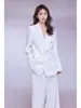 Women's Two Piece Pants Light Luxury High-Grade Elegant Suit Women Fashion White Jacket Wide-Leg OL Womens Outfits