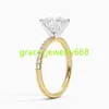 Solitaire HPHT Lab gekweekte diamant trouwring sieraden vrouwen lab gecreëerd diamant verborgen halo 18k witte goud trouwring prijs