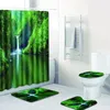 Bath Mats 4st Waterfall Scenic Banyo Mat Anti Slip Badrumset Tapete Banheiro Washable Toalettmattor Alfombra Bano