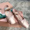 Luxe boog zijde ronde teen ballet flat schoenen riemschoenen schoenen schoenen bodem Mary Jane comfortabele retro elastische band ondiepe mond enkele schoen