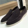 Walk Summer Loafers Loro Piano Mens Woman Shoes Dress Shoes Flat Low Top Suede Leather Moccasins Comfort Loafer Sneakers Skicka skor och dammväska M6