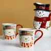 Muggar keramiska snögubbe mugg kontor hem mjölk te frukost kaffe vintage söt handtag kopp julklapp till vän kawaii drinkware