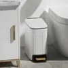 Odpadkowe pojemniki Proste i stylowe stalowe śmieci z powolnym gładkim pokrywką IC Łazienka Kuchnia luksusowa toaleta matowa czarna czarna l46
