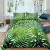 Постилочные наборы 3D пальмовые листья наборы подмолочная наволочка для домашней спальни роскошная кровать 2/3pcs богемный одеяло