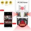 Cameras IPC360 Home App 8MP 4K Security Camera 4 Lens 10X Zoom 3 Screens WiFi PTZ Camera Two Way Audio Auto Tracking Color Night Vision