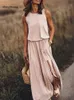 Klänningar sommar avslappnad klänning kvinnor ärmlös lång maxi sexig sidoslit designer stil mode sundress kvinnlig solid lös klänning.