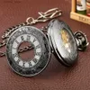 Pocket Watches Retro Luxury Mechanical Pocket Mens Christmas Gift Retro Hand Wrapped Metal Digital Display Manual Pocket Timing L240402