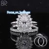 1-2ct Tear Drop Moissanite Pear Cut Engagement Ring Halo Bridal Half Eternity Round 925 Siver VVS Wedding Rings