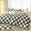 3pcs karierte Duvet Cover Set Bettwäsche -Set für Schlafzimmer Gästezimmer 1*Bettdecke 2*Kissenbezüge ohne Kern 240401