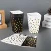 Sortez des conteneurs 6pcs / ensemble en noir et blanc tamponner Popcorn Box Fries Fries Food Packaging Carton jetable