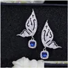 Pendientes de mariposa de Charm Fashion Diseñadora de joyas Boda 925 Sterling Sier Post Amarillo Aaa AAA Cubic Zirconia Pendimiento de cobre Dhluy