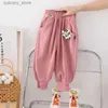 Broek meisjesbroek lange broek katoen 2024 bloemen lente herfst tieners babys voor kinderen broek buitenbroeken kinderen kinderen kleding l46