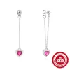 Orecchini a pennaglie 925 Sterling Silver Zircon Love Heart Drop for Women Girl Geometric Tassel Design Gioielli Regalo per feste