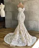 Elegant Lace Mermaid Wedding Dresses Spaghetti Straps Sleeveless Bridal Gown Simple Floor Length Formal Trumpet Dress